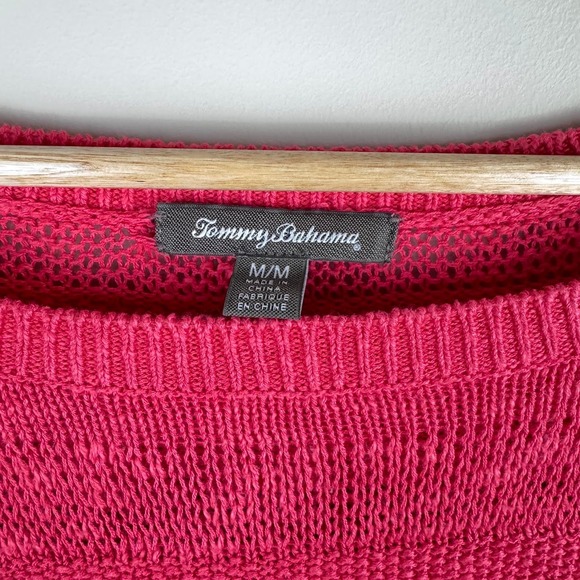 Tommy Bahama Coral Open Knit Linen Blend Sweater Womens Medium - Picture 3 of 6